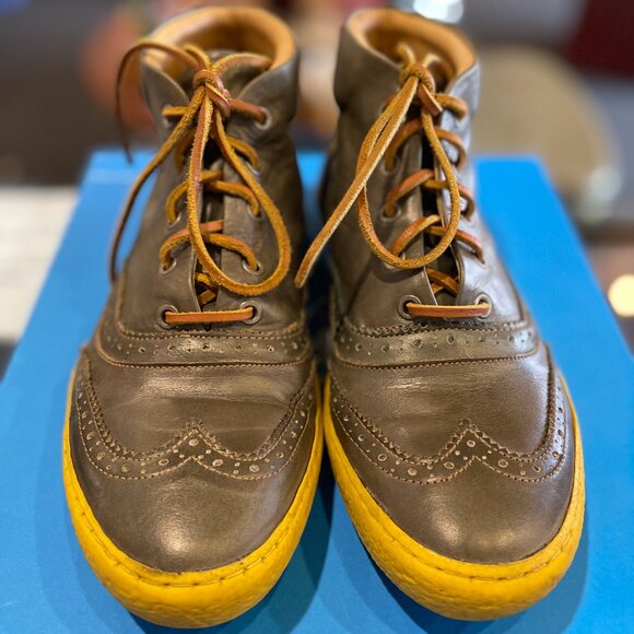 JOHN FLUEVOG FLYVOGS "WYNN" - OLIVE & YELLOW - MENS 9 or WOMENS 11 - Picture 2 of 5